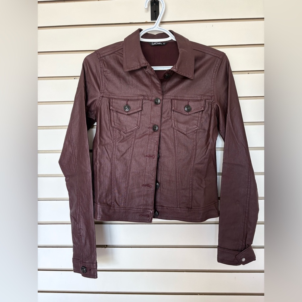 Suko Jeans Burgundy Waxed Denim Jacket Size Small